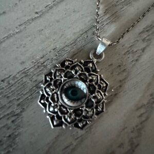 Silver Evil Eye Pendant Necklace